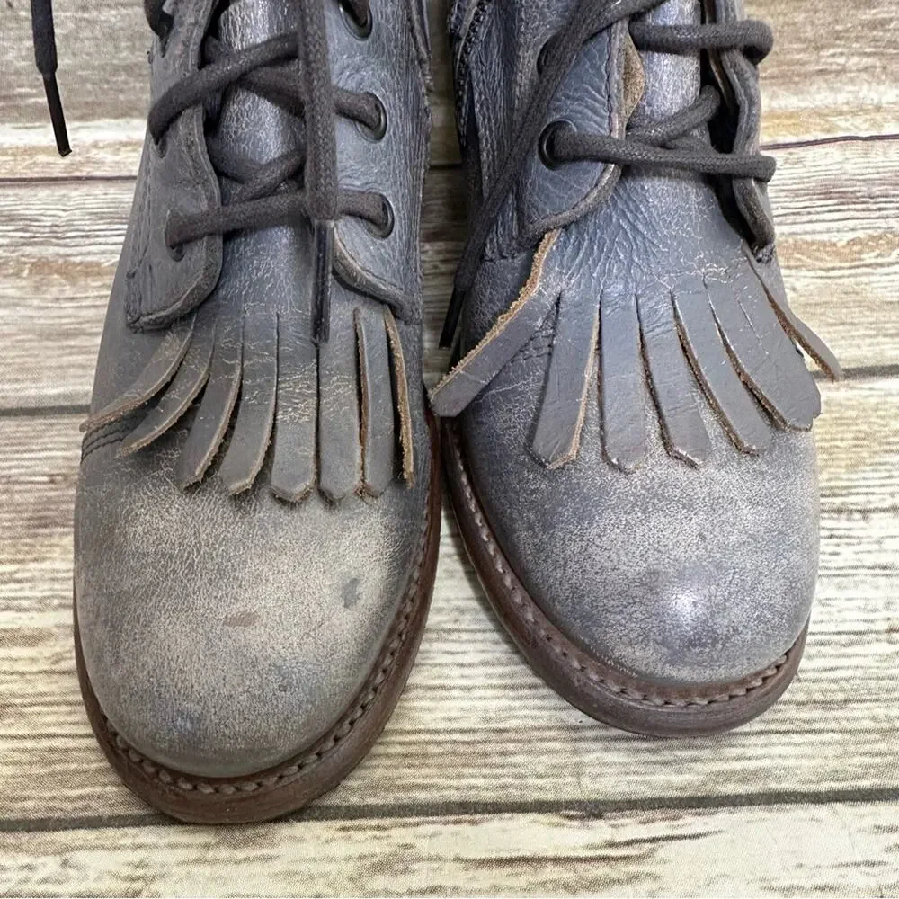 BED | STU - FINIS - SMOKE GRAY LUX - Women's Kiltie Boots Bootie Heels -Size 6.5